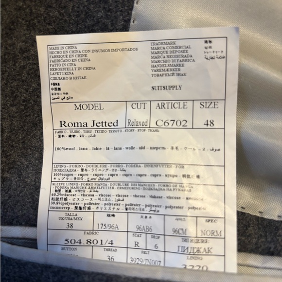 Suitsupply Charcoal Wool Roma Relaxed Fit Suit - Picture 5 of 11